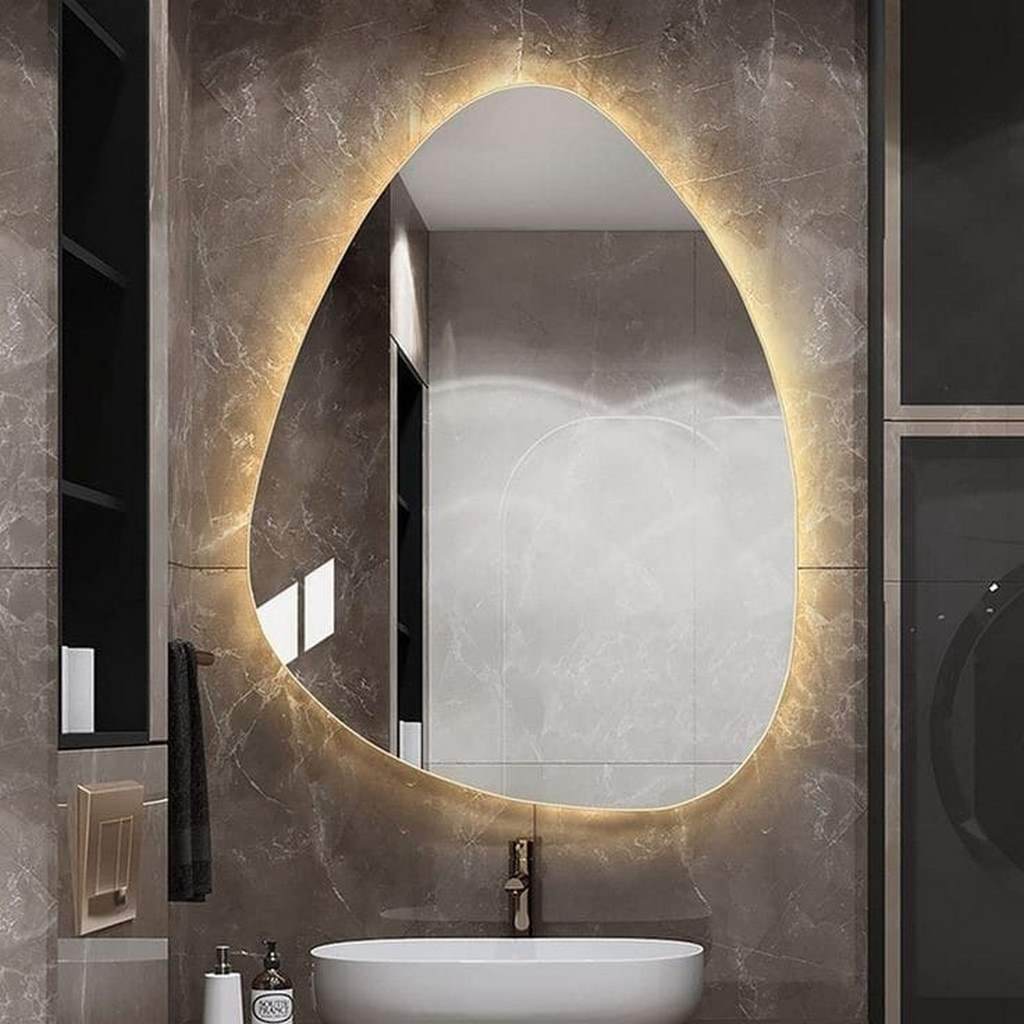 OVALIS LED Bathroom Mirror – Asymmetrical Teardrop Frameless Backlit Wall Mirror, Backlight Vanity Mirror