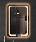 SOFT Vertical LED Vanity Mirror – Rounded Corner Rectangle Mirror with Front Frosted Lighting, Ambient Backlight, & Touch Switch