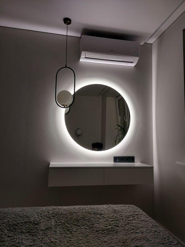 Round Mirror with Back LED Lighting