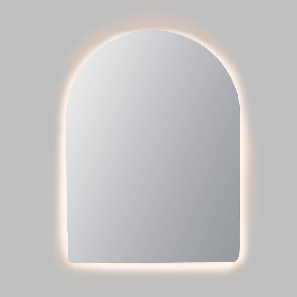 ARCH Arched LED Backlit Bathroom Mirror – Frameless Vertical Arch Mirror with Ambient Lighting