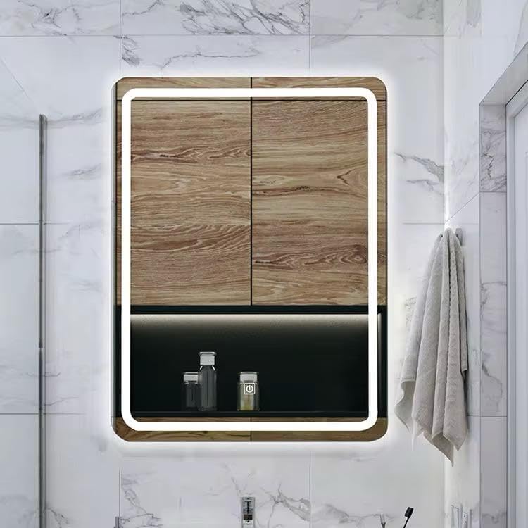 PRISM Rectangular LED Bathroom Vanity Mirror – Frontlit & Backlit Wall Mirror with Rounded Corners and Touch Sensor Dimmer