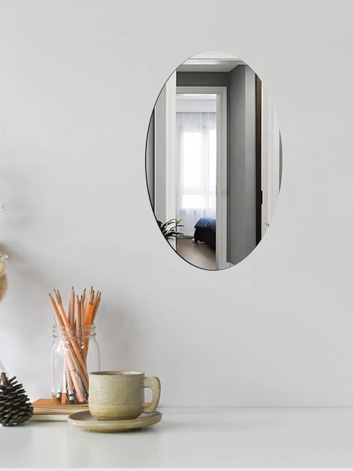 PURE Frameless Oval Mirror – Ellipse Mirror with Polished Flat Edge