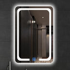 SOFT Vertical LED Vanity Mirror – Rounded Corner Rectangle Mirror with Front Frosted Lighting, Ambient Backlight, & Touch Switch