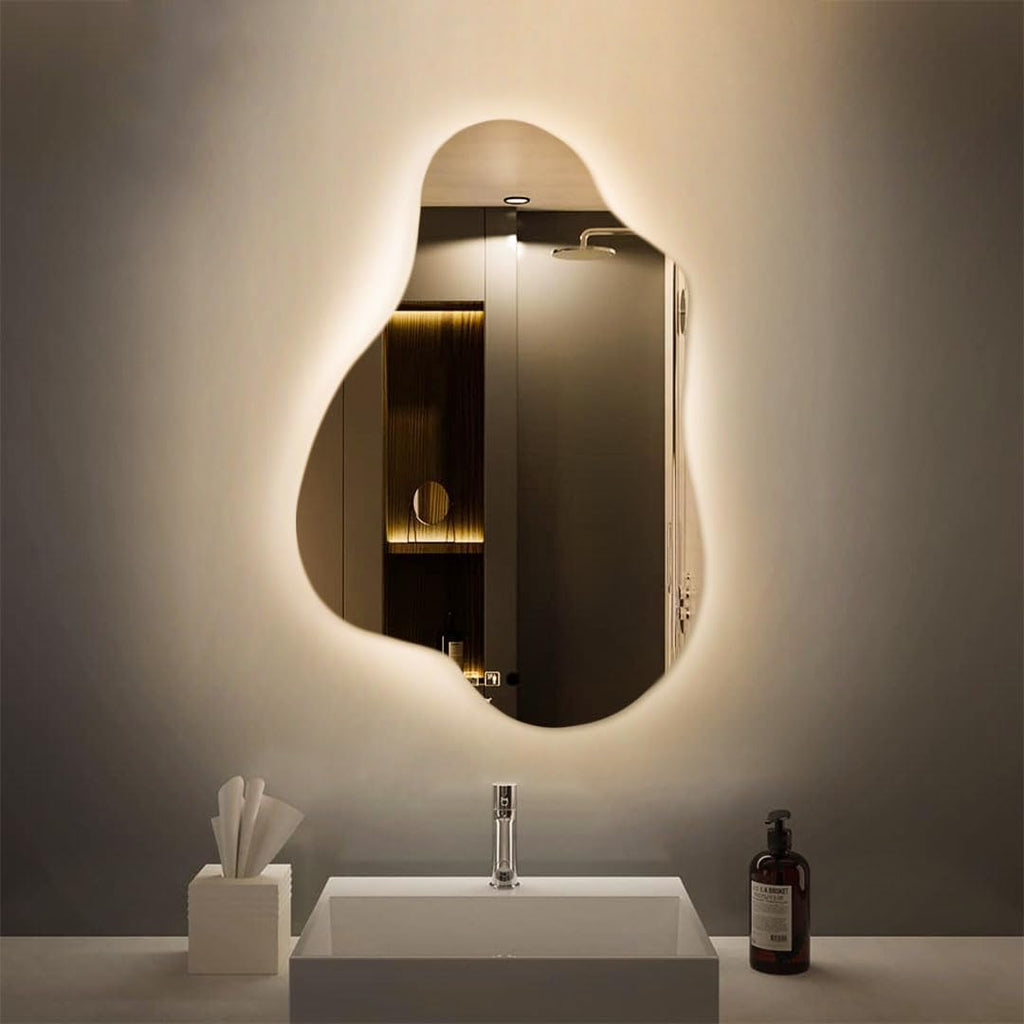SOLACE Irregular LED Mirror – Asymmetrical Frameless Backlit Vanity Mirror, Modern Soft Ambient - DOL
