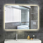 HORIZON Modern LED Backlit Mirror – Rectangular Frameless Wall Mirror with Rounded Corners, Soft Ambient Lighting