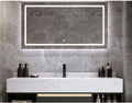 ZONTA LED Bathroom Vanity Mirror – Rectangular Frameless Mirror with Front Frosted Lighting, Ambient Backlight, & Touch Switch
