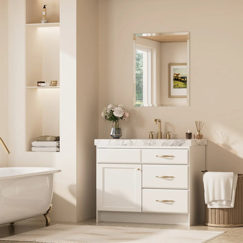 BEVELIA Rectangular Bevelled Mirror – Frameless Vanity Mirror with Elegant 3cm Slanted Bevelled Edge, Mounts Vertically or Horizontally