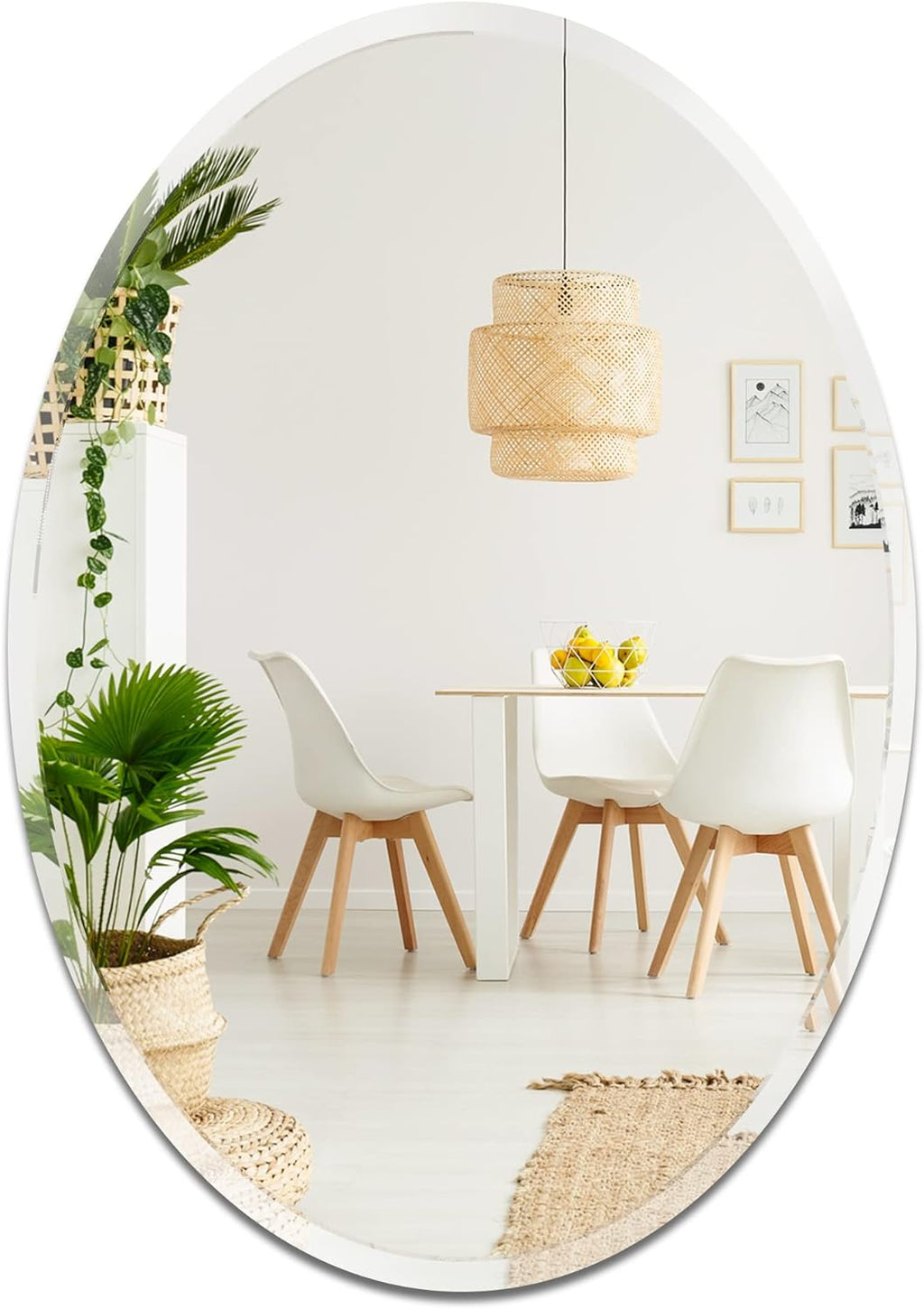 BEVES Oval Bevelled Mirror – Frameless Ellipse Mirror with Elegant 2cm Bevelled Edge