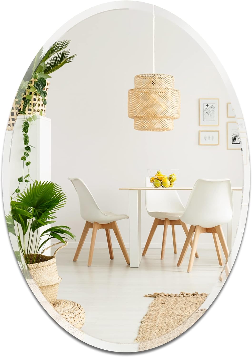 BEVES Oval Bevelled Mirror – Frameless Ellipse Mirror with Elegant 2cm Bevelled Edge