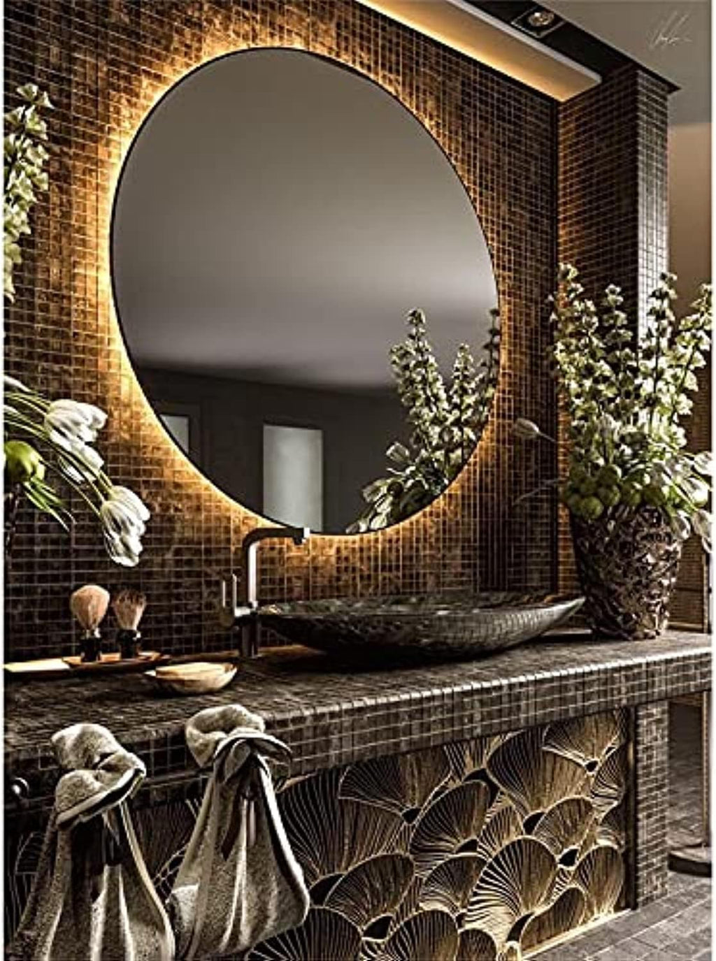 Round Mirror with Back LED Lighting