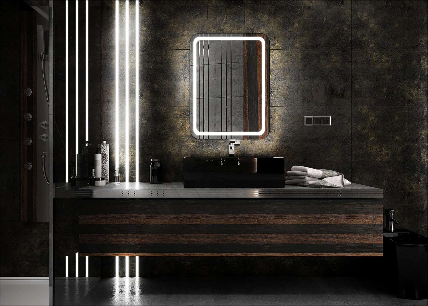 VISTA LED Illuminated Mirror – Rectangular Frameless Mirror with Soft Rounded Corners, Dual Front-Lit & Backlit Lighting