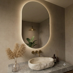 ARTIC Organic LED Vanity Mirror – Frameless Irregular Mirror with LED Soft Backlit Halo Glow