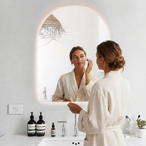 ARCH Arched LED Backlit Bathroom Mirror – Frameless Vertical Arch Mirror with Ambient Lighting
