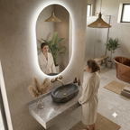 ARTIC Organic LED Vanity Mirror – Frameless Irregular Mirror with LED Soft Backlit Halo Glow