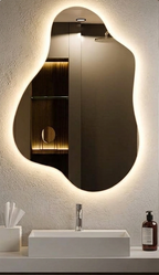 SOLACE Irregular LED Mirror – Asymmetrical Frameless Backlit Vanity Mirror, Modern Soft Ambient - DOL