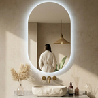 ARTIC Organic LED Vanity Mirror – Frameless Irregular Mirror with LED Soft Backlit Halo Glow