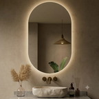 ARTIC Organic LED Vanity Mirror – Frameless Irregular Mirror with LED Soft Backlit Halo Glow