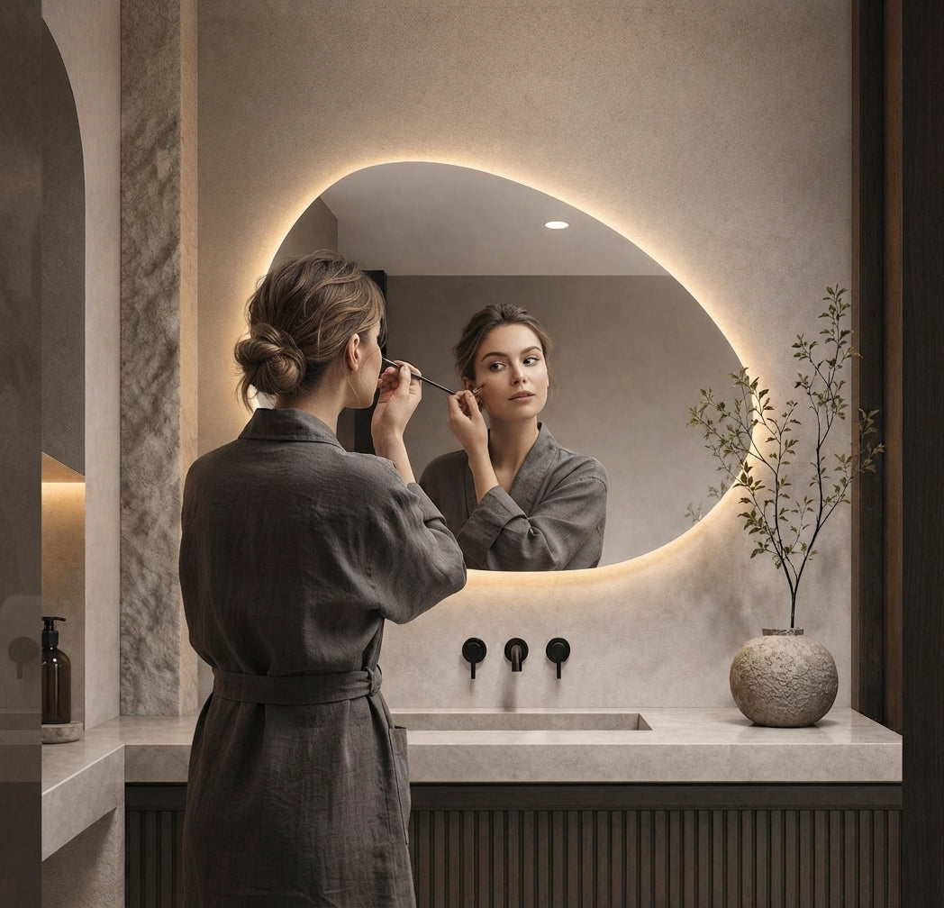 EGAL Asymmetric Organic LED Vanity Mirror – Frameless Irregular Mirror with LED Backlit