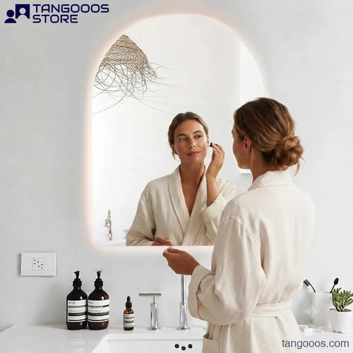 ARCH Arched LED Backlit Bathroom Mirror – Frameless Vertical Arch Mirror with Ambient Lighting - Wall Mirror