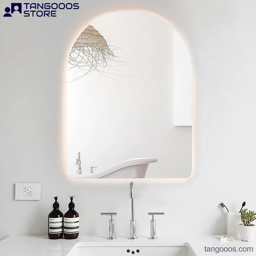 ARCH Arched LED Backlit Bathroom Mirror – Frameless Vertical Arch Mirror with Ambient Lighting - Wall Mirror