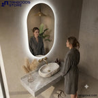 ARTIC Organic LED Vanity Mirror – Frameless Irregular Mirror with LED Soft Backlit Halo Glow - Wall Mirror