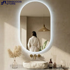 ARTIC Organic LED Vanity Mirror – Frameless Irregular Mirror with LED Soft Backlit Halo Glow - Wall Mirror