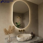 ARTIC Organic LED Vanity Mirror – Frameless Irregular Mirror with LED Soft Backlit Halo Glow - Wall Mirror