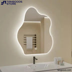AURA Fluid Shape Modern Irregular LED Wall Mirror – Frameless Backlit with Touch Switch - Wall Mirror