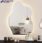 AURA Fluid Shape Modern Irregular LED Wall Mirror – Frameless Backlit with Touch Switch - Wall Mirror