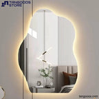 AURA Fluid Shape Modern Irregular LED Wall Mirror – Frameless Backlit with Touch Switch - Wall Mirror