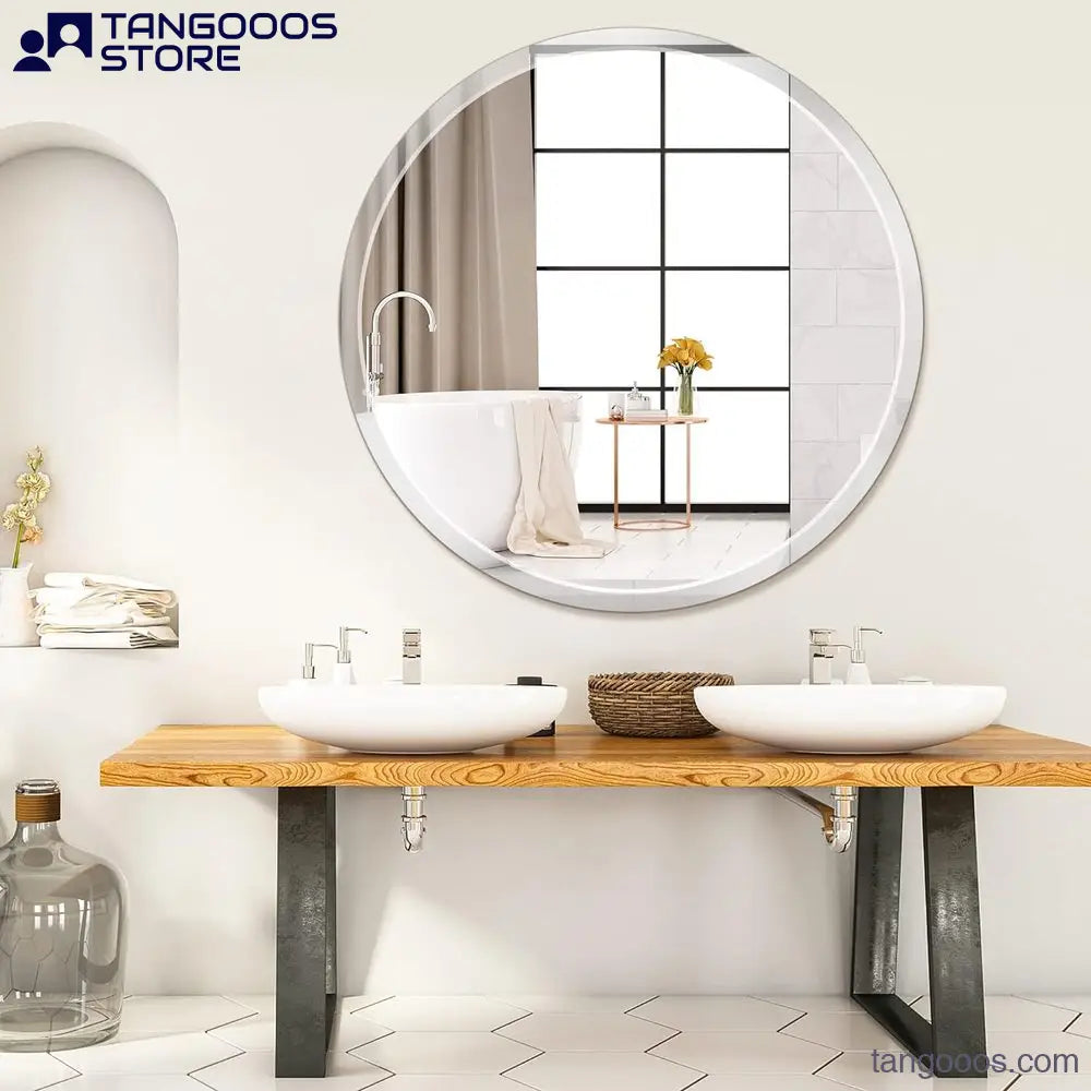 Clear Round Mirror with 2 cm Beveled edge (70 cm, 4mm)