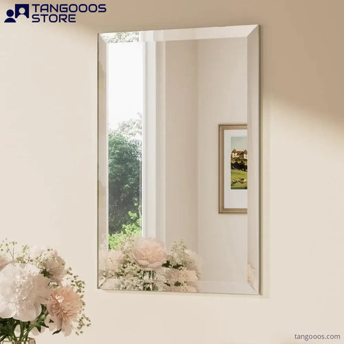 BEVELIA Rectangular Bevelled Mirror – Frameless Vanity 6mm Mirror with Elegant 3cm Slanted Bevelled Edge Mounts