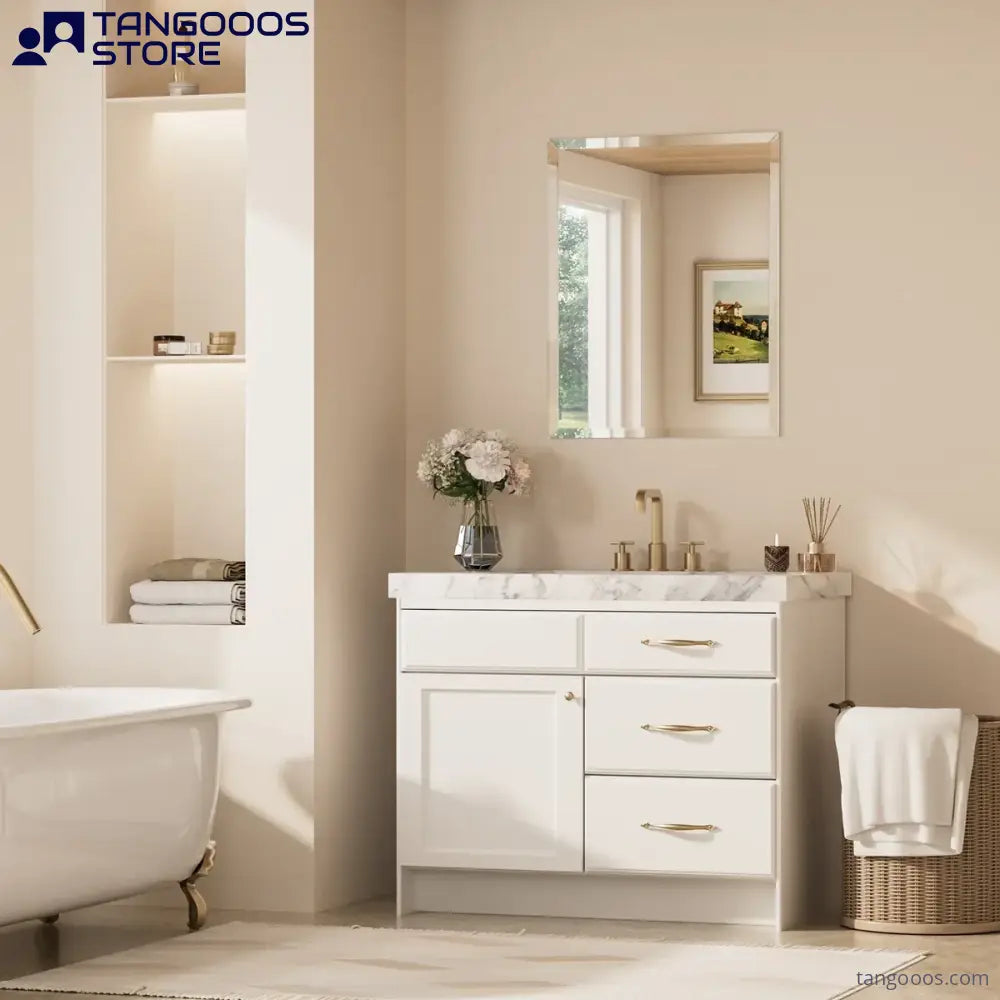 BEVELIA Rectangular Bevelled Mirror – Frameless Vanity 6mm Mirror with Elegant 3cm Slanted Bevelled Edge Mounts