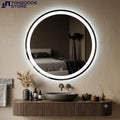 CIRC Round LED Illuminated Mirror – Circular Frameless Front-Lit & Backlit Vanity Mirror with Touch Switch - Wall Mirror