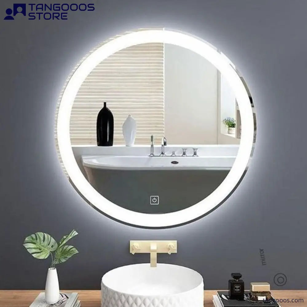 CIRC Round LED Illuminated Mirror – Circular Frameless Front-Lit & Backlit Vanity Mirror with Touch Switch - Wall Mirror