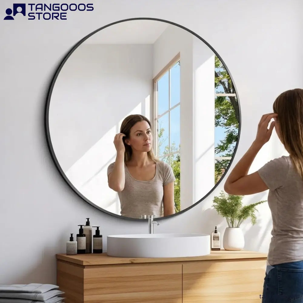 CIRCULARIS Deep-Rim Wall Mirror – Aluminium Alloy Framed Accent 4mm Mirror - Wall Mirror