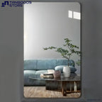 CONTOUR Frameless Rectangular Mirror with Rounded Corners – Floating Glass Vanity Mirror Vertical or Horizontal