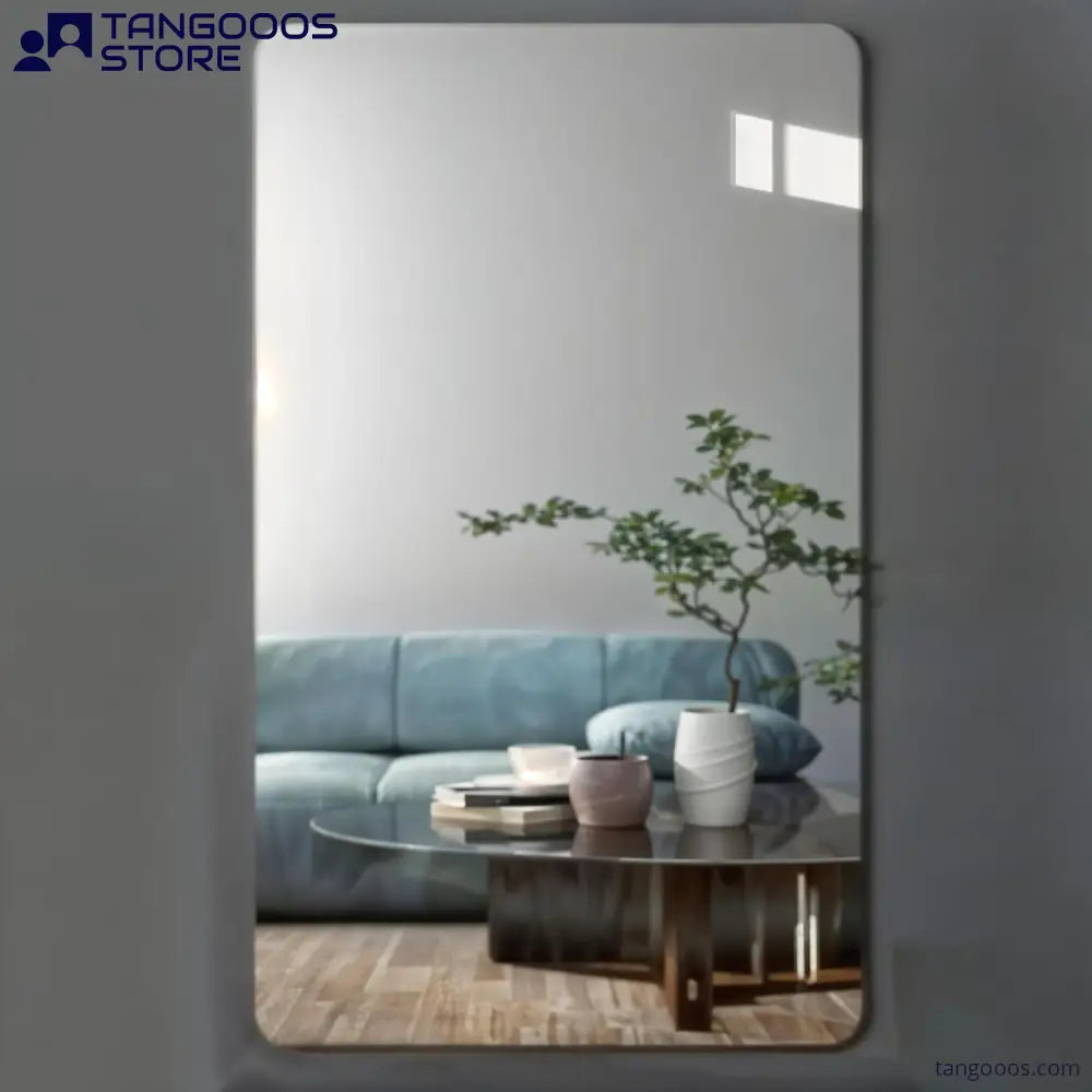 CONTOUR Frameless Rectangular Mirror with Rounded Corners – Floating Glass Vanity Mirror Vertical or Horizontal