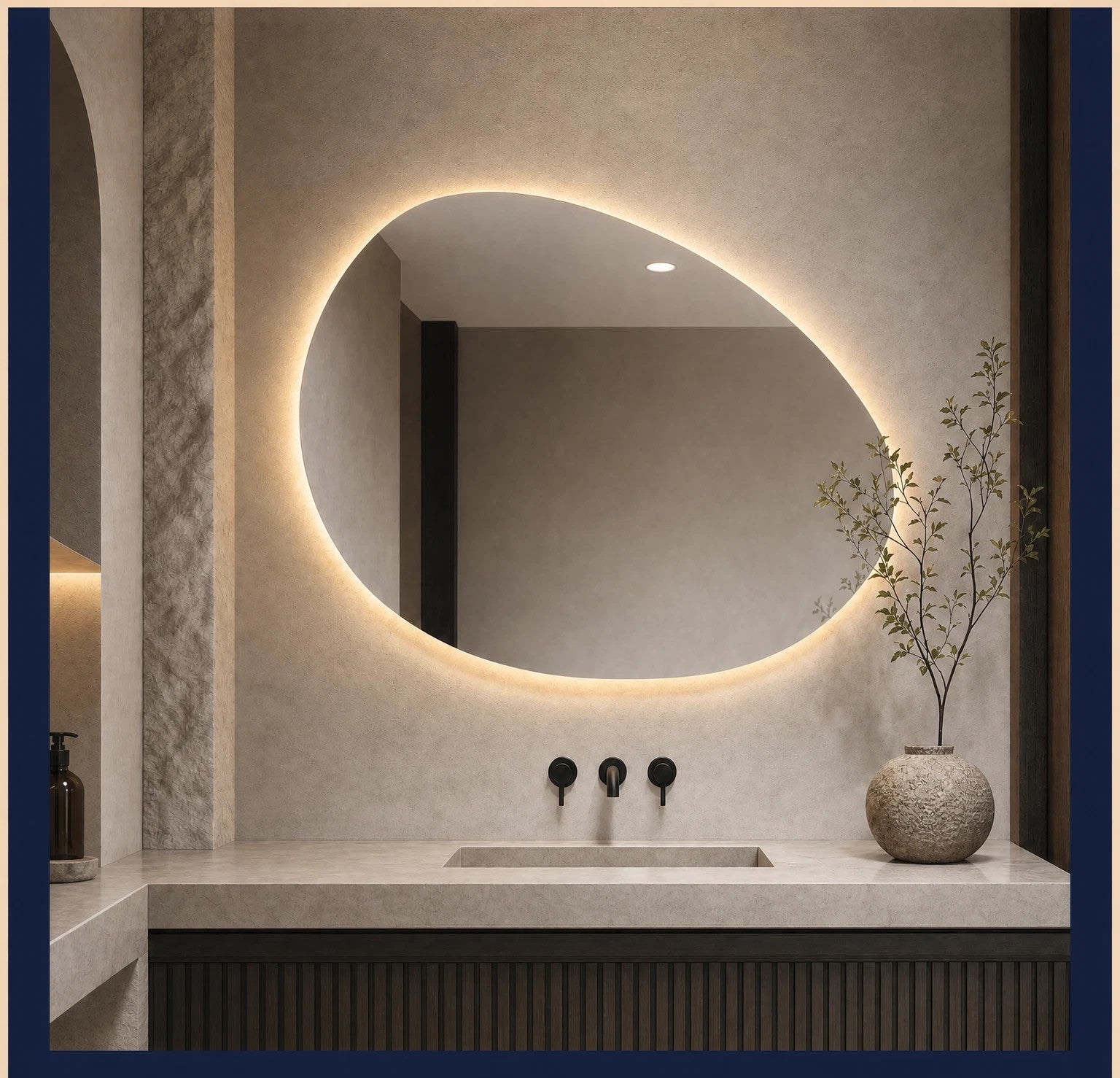 EGAL Asymmetric Organic LED Vanity Mirror – Frameless Irregular Mirror with LED Backlit