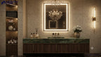 ELEGANT Rectangular LED Vanity Mirror – Frameless Mirror with Dual-Strip LED Backlighting Ambient Glow - Wall Mirror