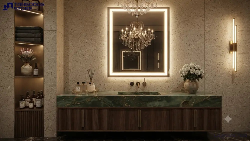 ELEGANT Rectangular LED Vanity Mirror – Frameless Mirror with Dual-Strip LED Backlighting Ambient Glow - Wall Mirror