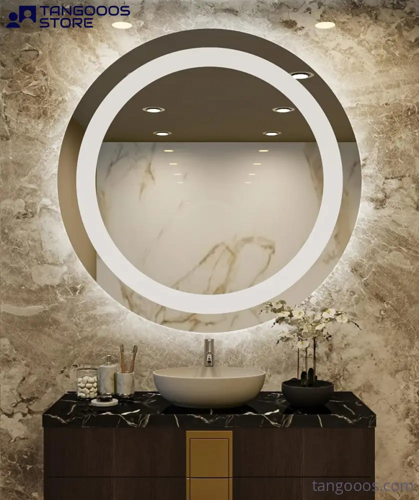 HALO Round LED Mirror – Illuminated Circular Wall Mirror with Backlit Premium Lighting - Wall Mirror