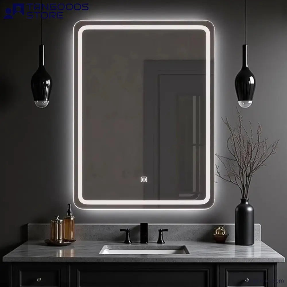 PRISM Rectangular LED Bathroom Vanity Mirror – Frontlit & Backlit Wall Mirror with Rounded Corners and Touch Sensor
