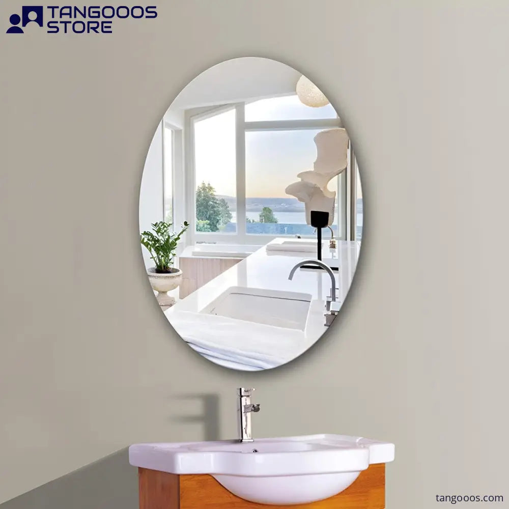 PURE Frameless Oval Mirror – Ellipse Mirror with Polished Flat Edge - Wall Mirror