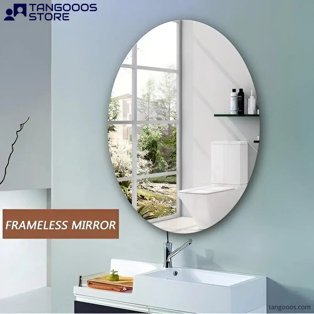 PURE Frameless Oval Mirror – Ellipse Mirror with Polished Flat Edge - Wall Mirror