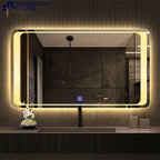 RADIANT Horizontal LED Vanity Mirror – Frameless Rectangular Mirror with Backlit & Inset Lighting Touch Sensor Dimmer