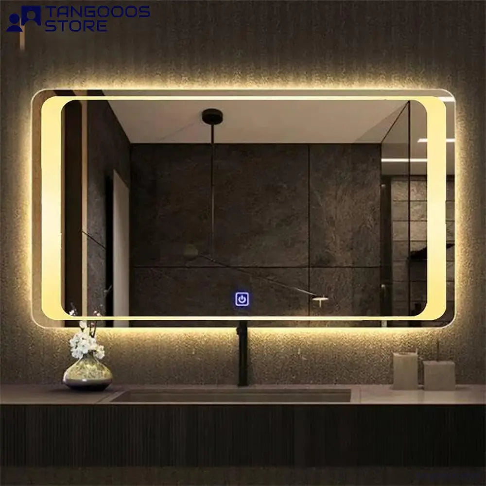 RADIANT Horizontal LED Vanity Mirror – Frameless Rectangular Mirror with Backlit & Inset Lighting Touch Sensor Dimmer