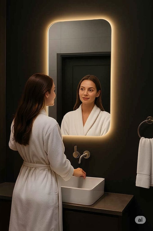 LED Bathroom Mirror with Front and Back Lighting, Warm LED