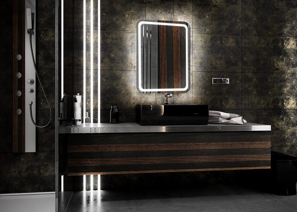 LED Bathroom Mirror with Front and Back Lighting, Warm LED