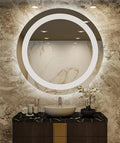 LED Warm Light Mirror - Diameter 60 cm - Thickness 4 mm - Hatched - Circular